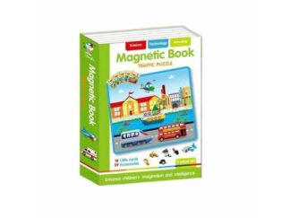 Carte magnetică puzzle, Mijloace de Transport, Mașini, 59 piese magnetice, 18 carduri, Joc Educativ STEM