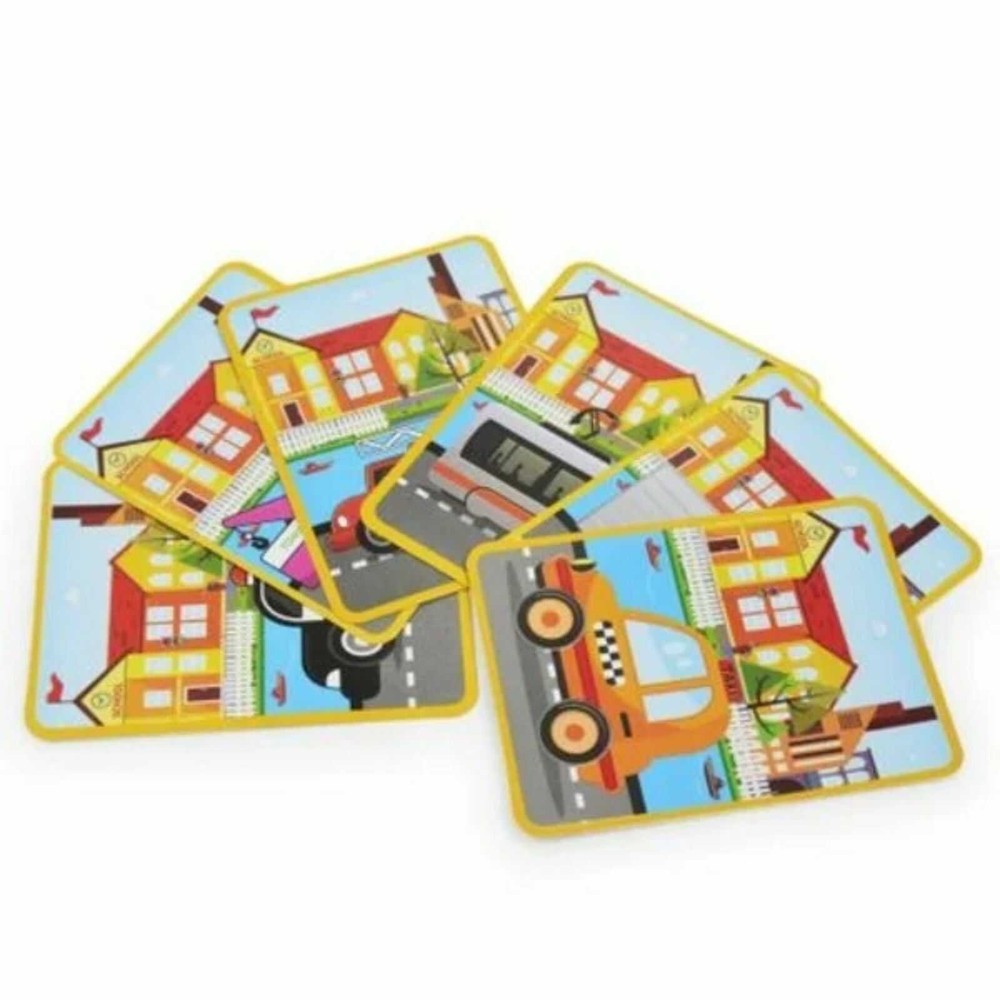 Carte magnetică puzzle, Mijloace de Transport, Mașini, 59 piese magnetice, 18 carduri, Joc Educativ STEM 4