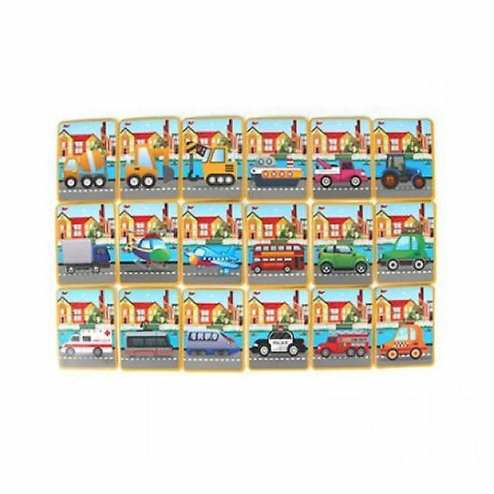 Carte magnetică puzzle, Mijloace de Transport, Mașini, 59 piese magnetice, 18 carduri, Joc Educativ STEM 5