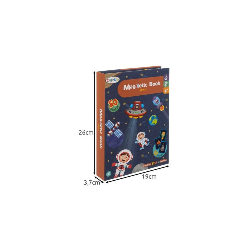 Carte magnetică, Spațiul Cosmic, Joc Puzzle cu 50 Piese Magnetice, STEAM 6
