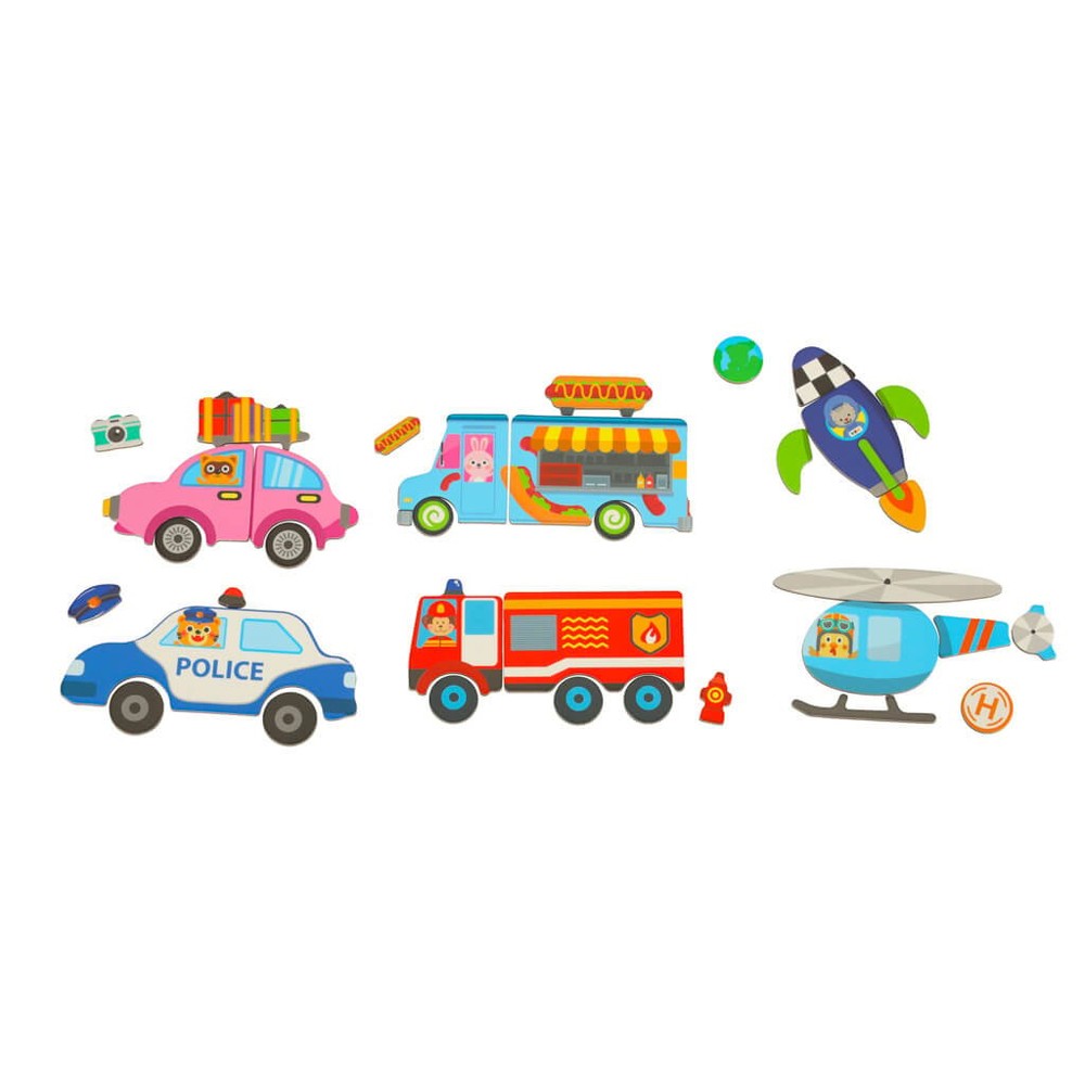 Carte magnetică, Transport, Joc Puzzle cu 66 Piese Magnetice, STEAM 8