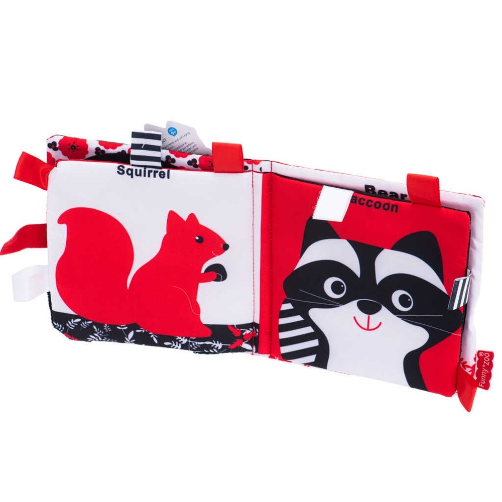 Carte senzorială bebeluși, imagini alb, negru, roșu, animale, 0 luni+, 15 x 15 x 2 cm 2