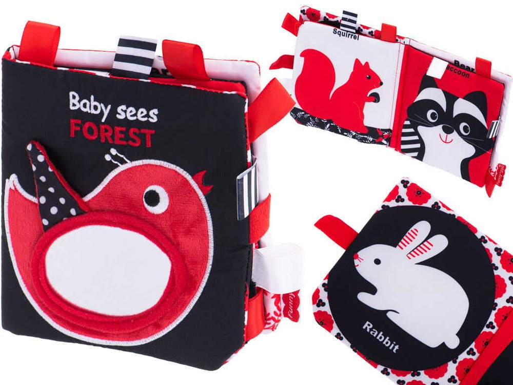 Carte senzorială bebeluși, imagini alb, negru, roșu, animale, 0 luni+, 15 x 15 x 2 cm 4