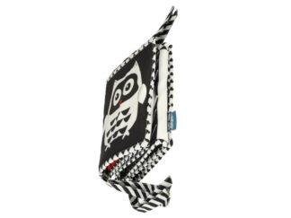 Carte senzorială bebeluși, imagini alb negru și contrast, 15 x 15 cm și protecție de pătuț, bufniță