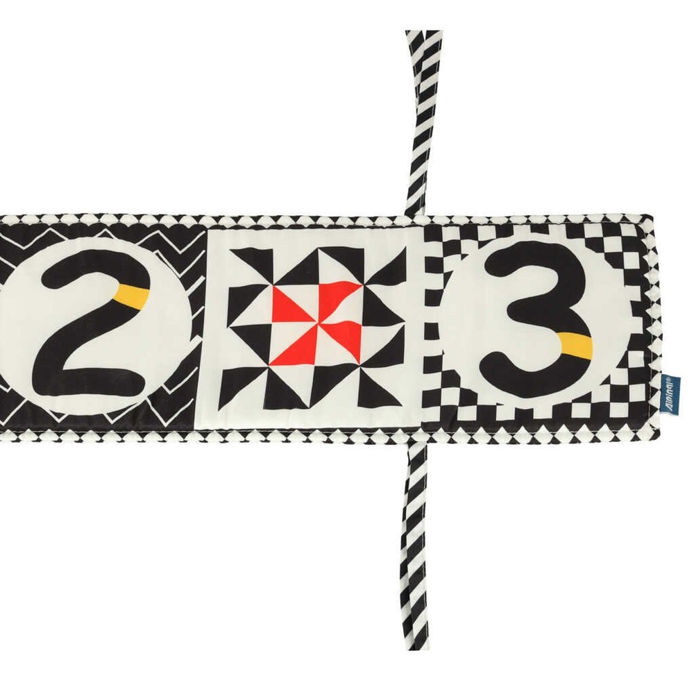 Carte senzorială bebeluși, imagini alb negru și contrast, 15 x 15 cm și protecție de pătuț, bufniță 6