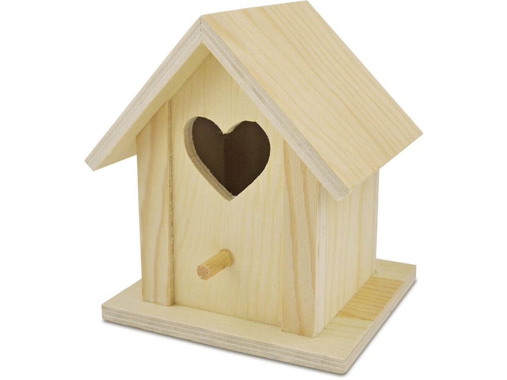 Căsuță de colorat cu inimioară, din lemn natur