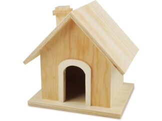 Căsuță de colorat și decorat pentru copii, din lemn, asamblată, cu ușă decupată, culoare Natur