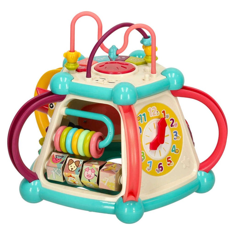 Centru de Activități Bebeluși, 7 în 1, Sortare Forme Geometrice, Joc Magnetic de Pescuit Hrănește Ciocănitoarea, Labirint, Clape, Ceas, Volan 7