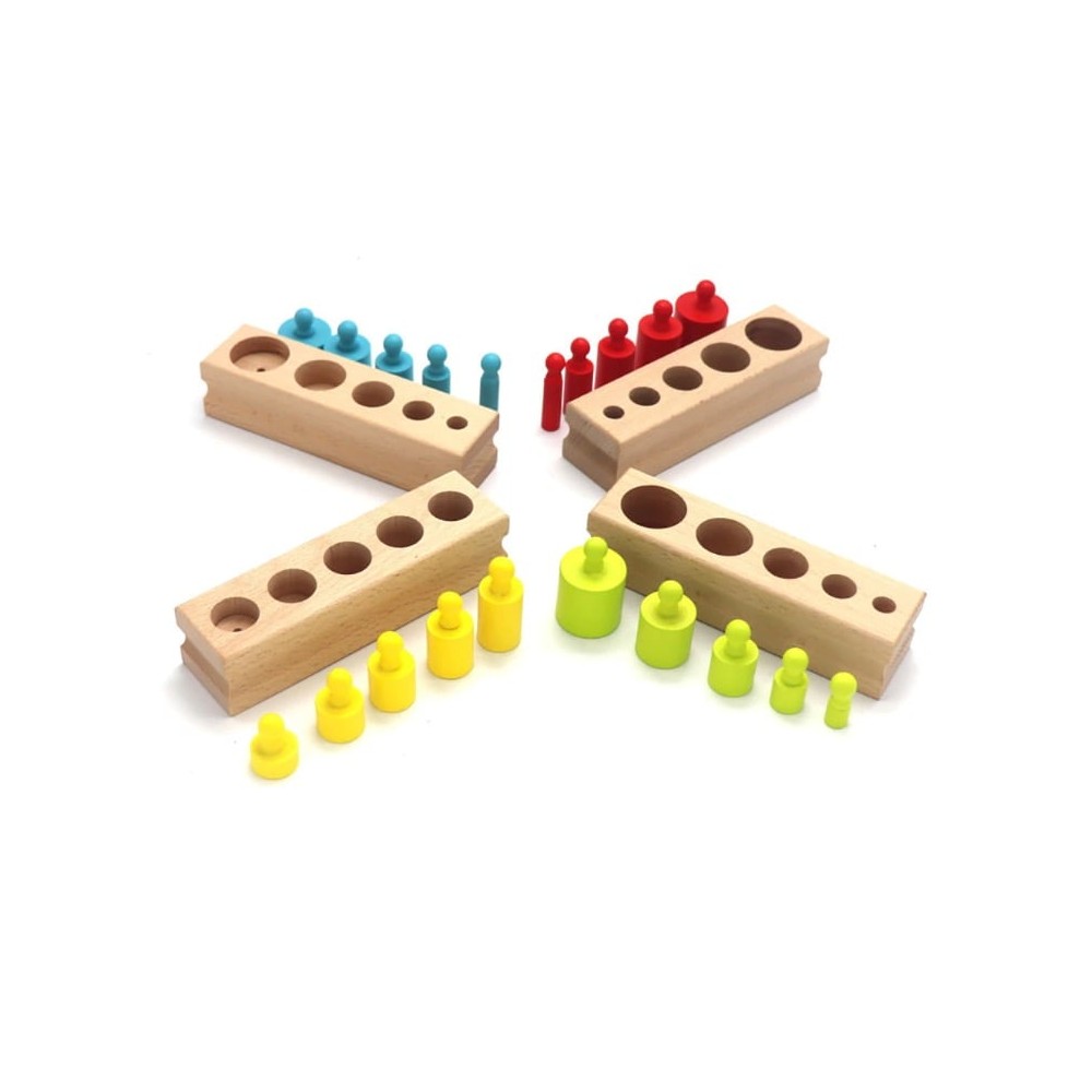 Cilindrii Montessori cilindrii colorați din lemn 7