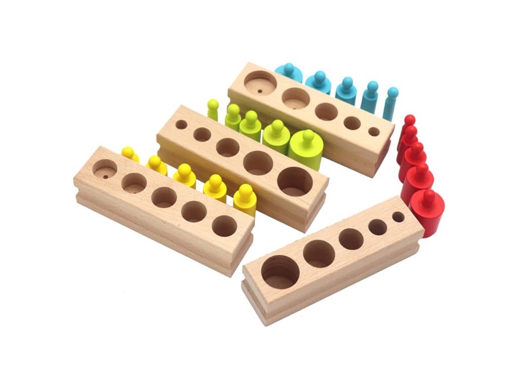 Cilindrii Montessori cilindrii colorați din lemn