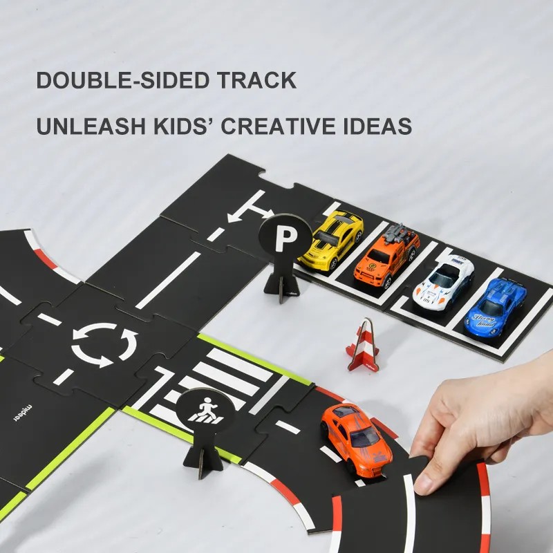 Circuit din carton, traseu auto, pentru jocul cu mașinuțele, ideal pentru jocurile de rol 7