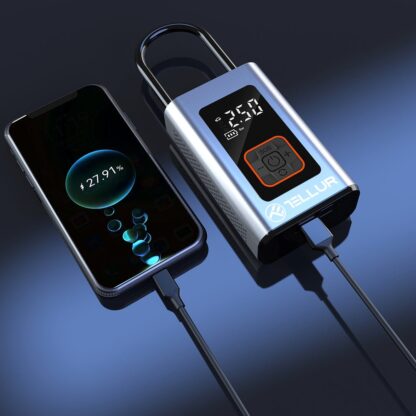 Compresor auto portabil Tellur, 150 PSI, 16L/min, 4000mAh, USB-C, aluminiu 5