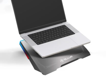 Cooler laptop Tellur Shade, 17″, 3 ventilatoare, RGB LED, USB, USB-C, aluminiu, Gri 3