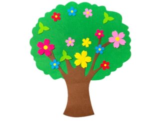 Copac, Pom Înflorit, din pâslă, 98 x 87 cm, accesorii art craft pentru copii