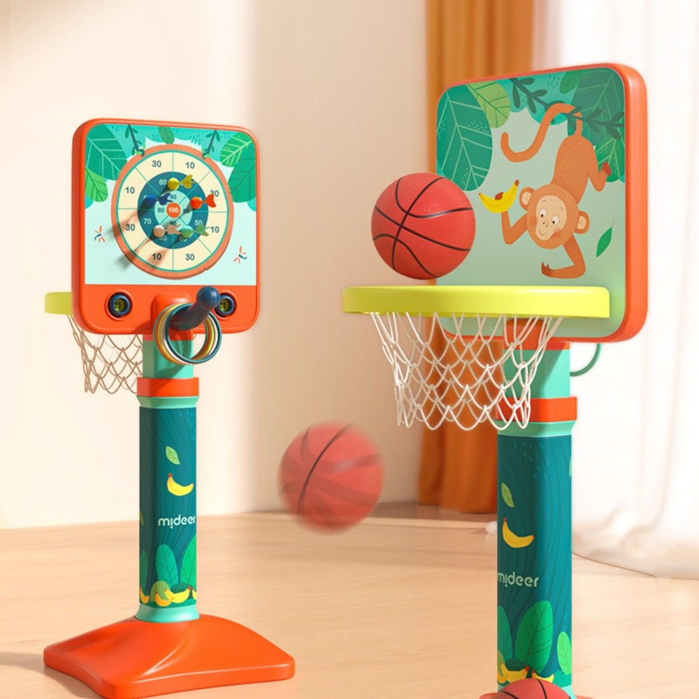 Coș de baschet pentru copii, pentru curte sau casă, cu activități pe ambele fețe darts magnetic sau inele 3