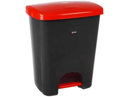 Coș de gunoi reciclare selectivă cu pedală 15 L corp gri capac color roșu
