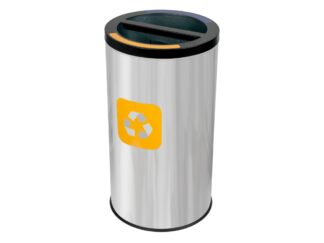 Coș inox colectare selectivă 2 compartimente cu găleată interioară, 2 x 30 L