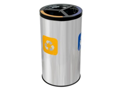 Coș inox colectare selectivă 3 compartimente 3 x 25 L