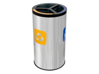 Coș inox colectare selectivă 3 compartimente cu găleată interioară, 3 x 20 L