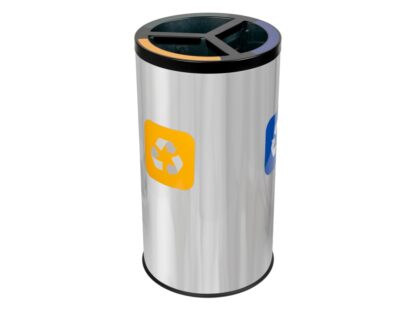 Coș inox colectare selectivă 3 compartimente cu găleată interioară, 3 x 20 L