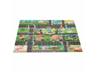 Covor copii cu traseu auto pentru mașini, drumuri, 130 x 100 cm, color, circuit cu semne de circulație incluse, impermeabil