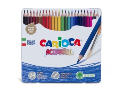Creioane colorate CARIOCA Aquarell 24/set, în cutie metalică