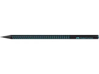 Creion grafit B triunghiular grip sparkle lemn negru midnight ocean Faber-Castell