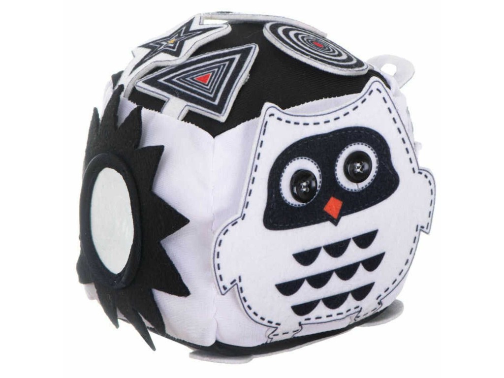 Cub senzorial cu texturi, contraste și activități pentru bebeluși 0 2 ani, 13 x 13 x 13 cm, soft busy block