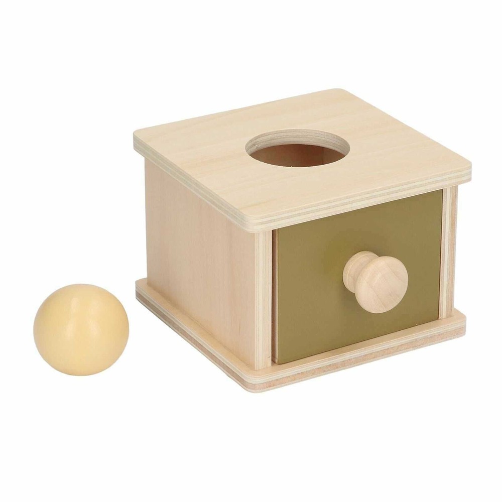 Cutia permanenței cu bilă și sertar, Joc Educativ Montessori din lemn, 11 x 12.5 x 8 cm 10