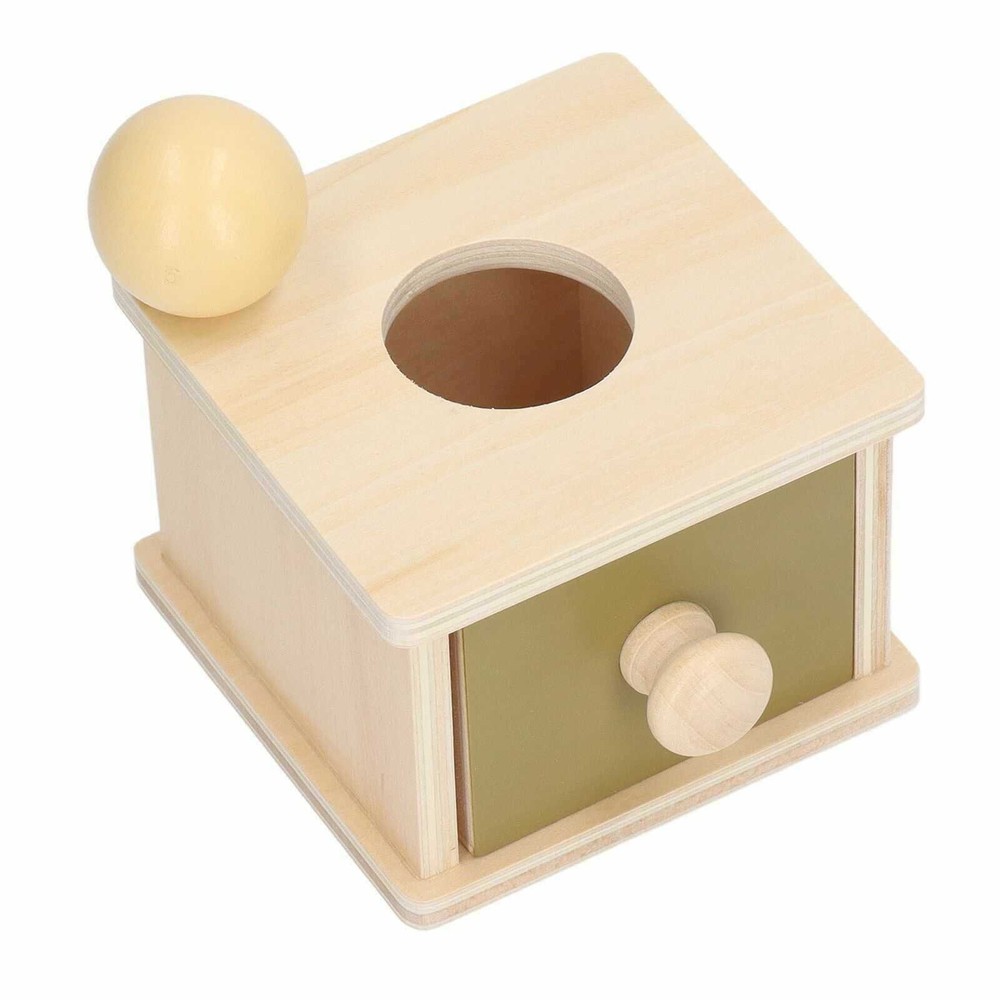 Cutia permanenței cu bilă și sertar, Joc Educativ Montessori din lemn, 11 x 12.5 x 8 cm 11