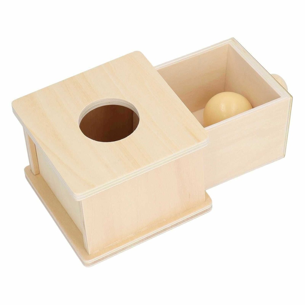 Cutia permanenței cu bilă și sertar, Joc Educativ Montessori din lemn, 11 x 12.5 x 8 cm 7