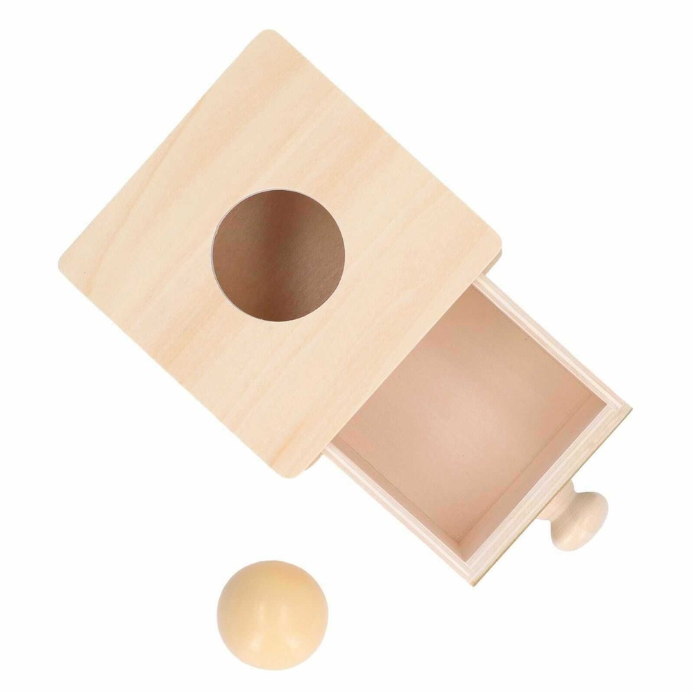 Cutia permanenței cu bilă și sertar, Joc Educativ Montessori din lemn, 11 x 12.5 x 8 cm 9
