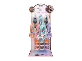 Display cu 43 stilou retractabil Writech + set de 5 patroane cu cerneală albastru