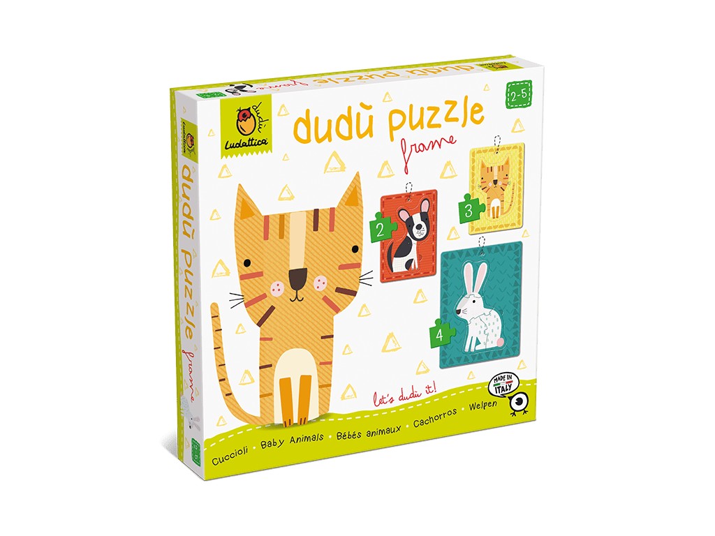 Dudu puzzle în ramă 2-3-4 piese Animale de companie, Ludattica, 2-3 ani +