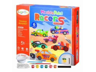 Figurine din ipsos de pictat pentru copii, Kit complet cu magnet pentru frigider, model mașini, 27 x 23 x 5.5 cm