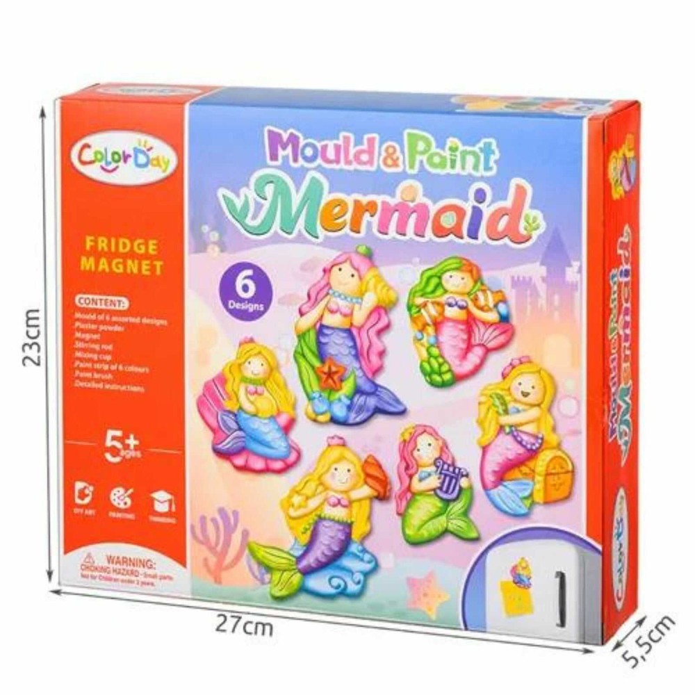 Figurine din ipsos de pictat pentru copii, Kit complet cu magnet pentru frigider, model Sirene, 27 x 23 x 5.5 cm 5