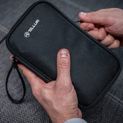 Geantă Tellur pentru organizare cabluri și accesorii, 21 x 12,5 x 6 cm, poliester, negru 10