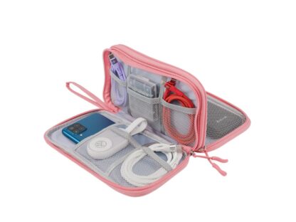 Geantă Tellur pentru organizare cabluri și accesorii, 21 x 12,5 x 6 cm, poliester, roz 4