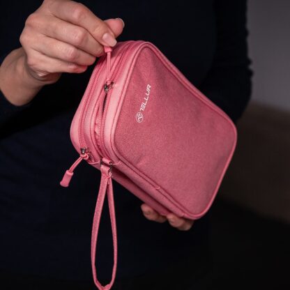 Geantă Tellur pentru organizare cabluri și accesorii, 21 x 12,5 x 6 cm, poliester, roz 9