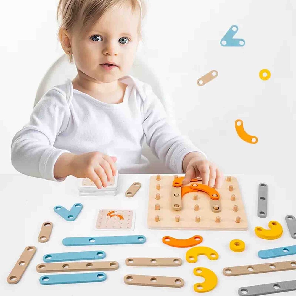 Geoboard, Alfabetar Joc educativ din lemn, multifuncțional, formează litere, cifre, forme 2