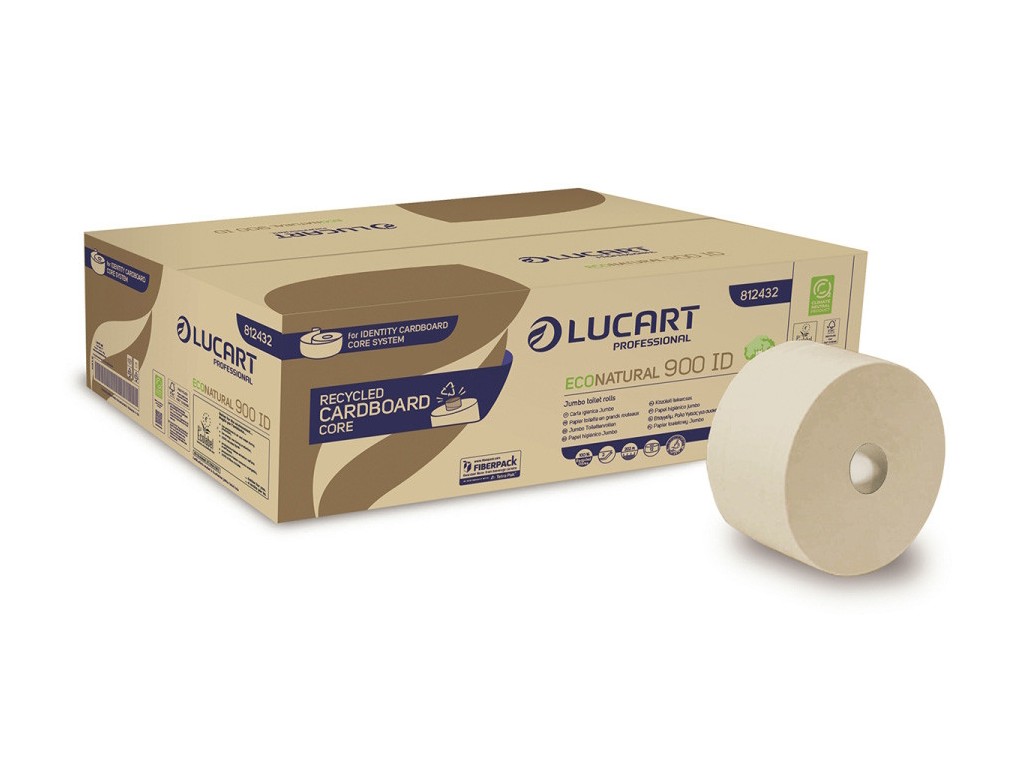 Hârtie igienică autocut Lucart EcoNatural 900ID, 2 str, 202 m/rolă, 12 role/bax