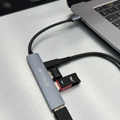 Hub USB-C 3.1 Tellur, 2xUSB 2.0 + 1xUSB-C + 1xUSB 3.0, aluminiu, gri 6