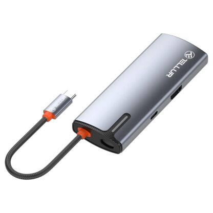 Hub USB-C Tellur, 1xPD 3.0 100W, 1xHDMI 4K, 3xUSB 3.0, aluminiu gri 10