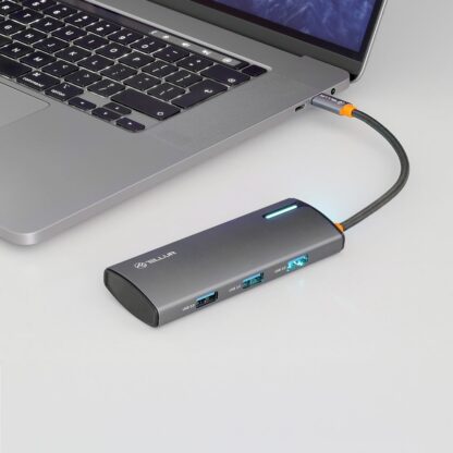 Hub USB-C Tellur, 1xPD 3.0 100W, 1xHDMI 4K, 3xUSB 3.0, aluminiu gri 2