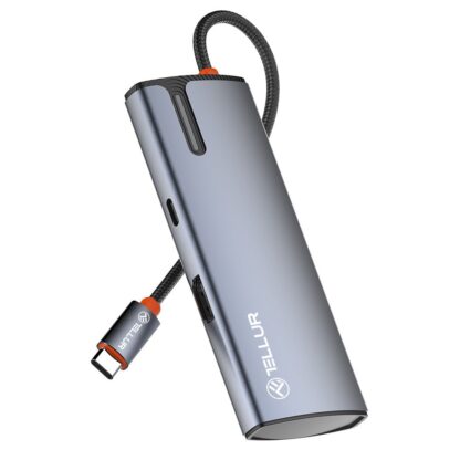 Hub USB-C Tellur, 1xPD 3.0 100W, 1xHDMI 4K, 3xUSB 3.0, aluminiu gri 8