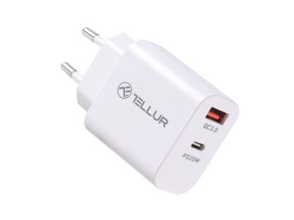 Încărcător priză Tellur PDHC101 cu două porturi, PD 20W + QC3.0 18W, alb 3