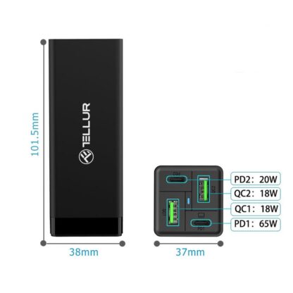 Încărcător priză Tellur PDHC2 65W (2xPD 2xQC3.0), EU,UK,US, negru 4
