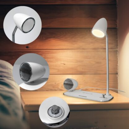 Încărcător wireless birou Tellur, 15W, Boxă Bluetooth 5W, Lampă de birou, Tellur Nostalgia, Alb 2