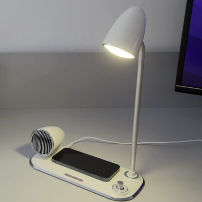 Încărcător wireless birou Tellur, 15W, Boxă Bluetooth 5W, Lampă de birou, Tellur Nostalgia, Alb 4
