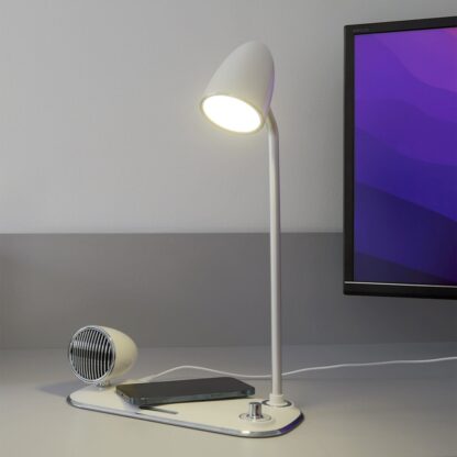Încărcător wireless birou Tellur, 15W, Boxă Bluetooth 5W, Lampă de birou, Tellur Nostalgia, Alb 5